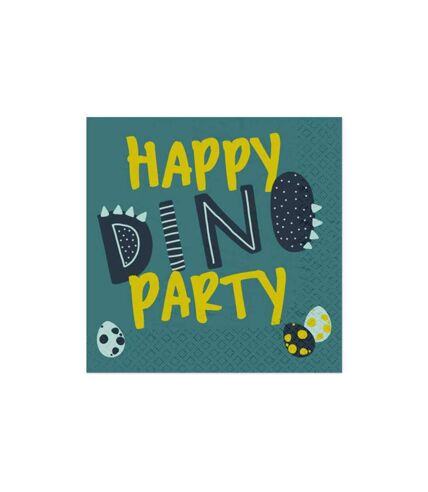 Lot de 20 Serviettes en Papier Happy Dino 33x33cm Vert