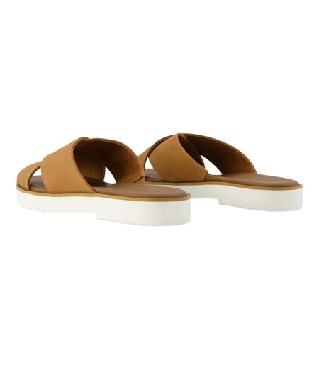 Womens/ladies Mae Leather Crossover Strap Sandals Brown Toms