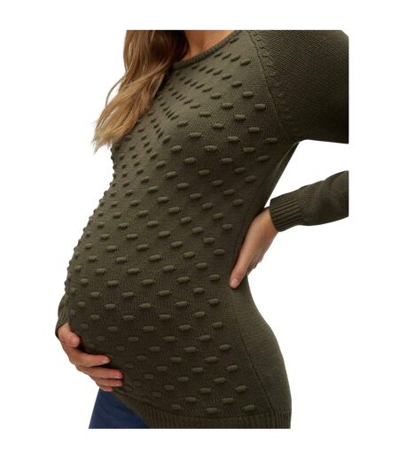Womens/ladies Bobble Knit Raglan Maternity Sweatshirt Green Bay Mamalicious