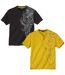 Pack of 2 Men's Graphic Print T-Shirts - Yellow Black
