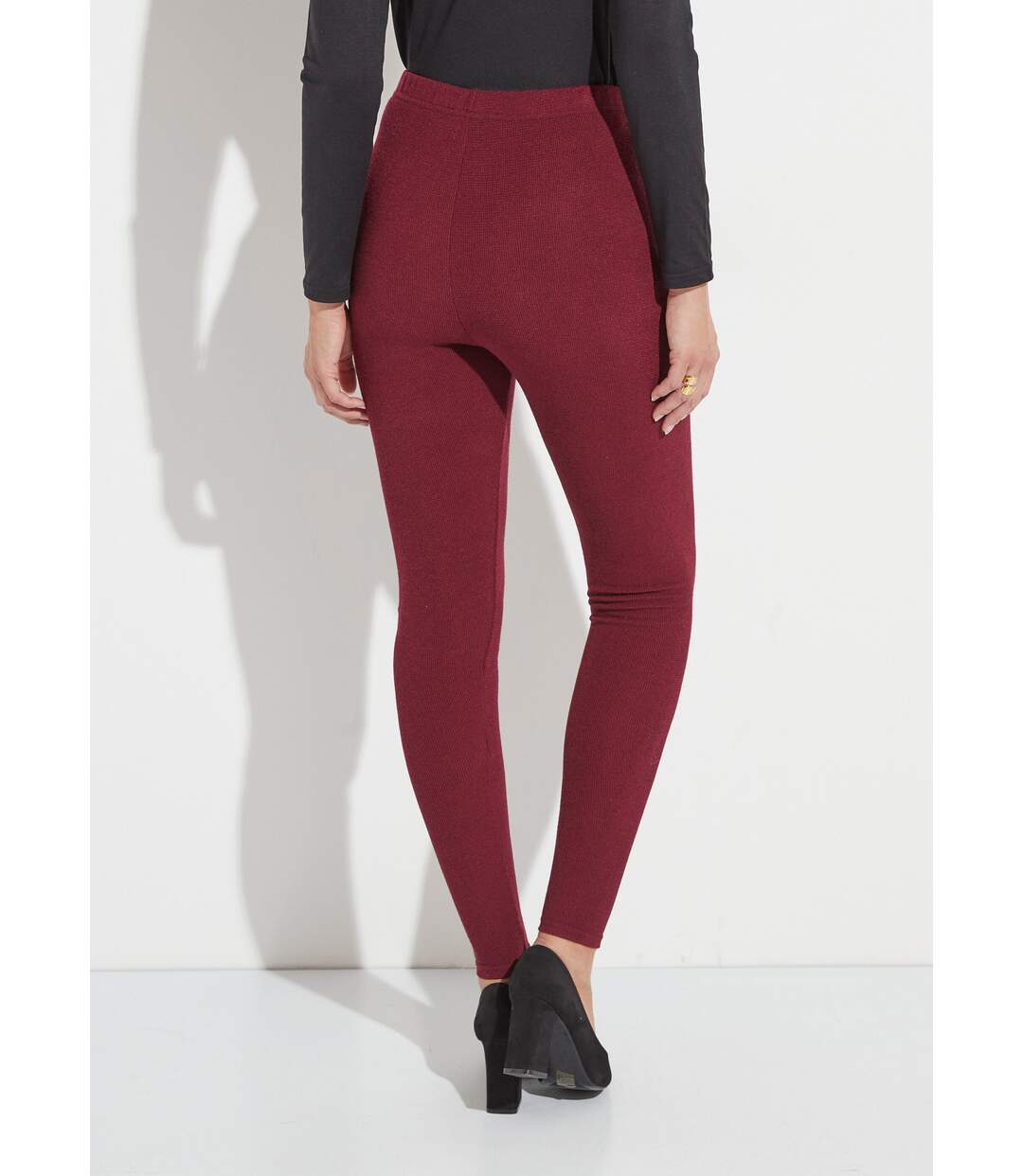 Legging long ceinture élastiqué maille chaude-2