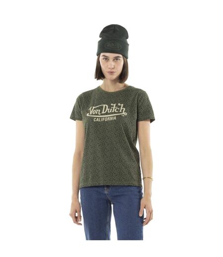 T-shirt femme col rond allover et print devant Leopard Vondutch