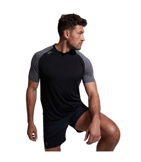 Mens Elite Training T-shirt Black Magnolia Marl Canterbury