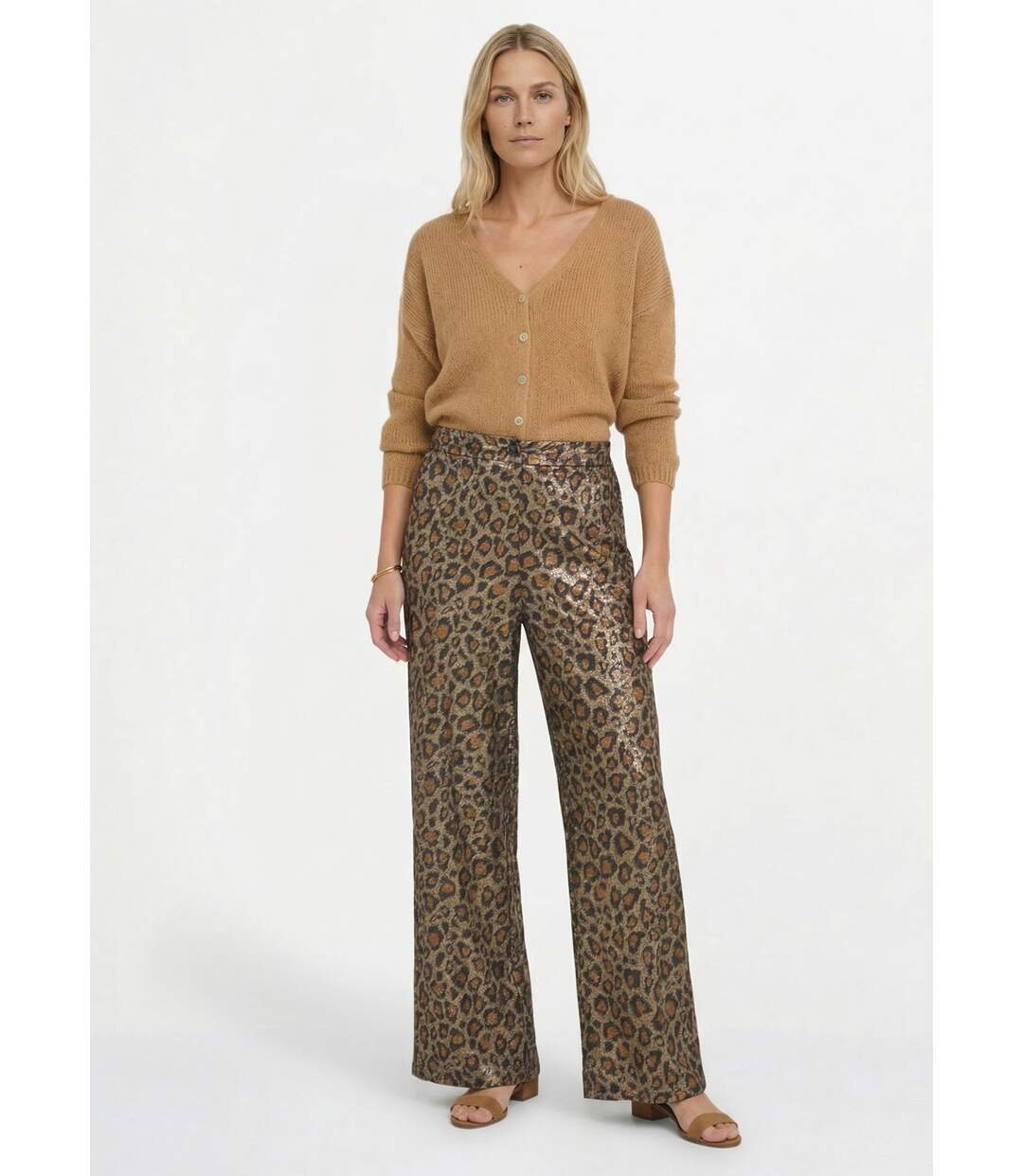 Pantalon large fluide imprimé léopard-4