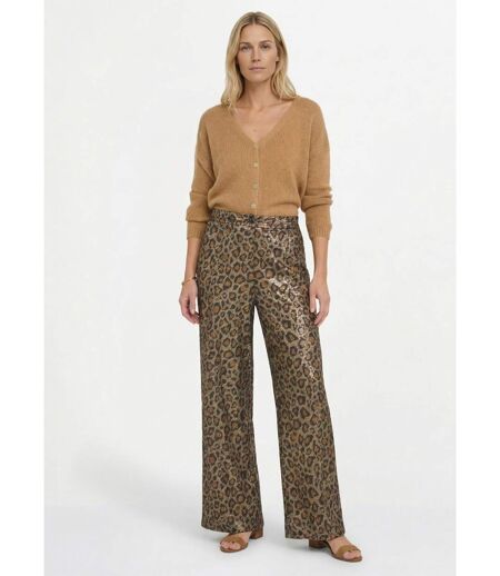 Pantalon large fluide imprimé léopard