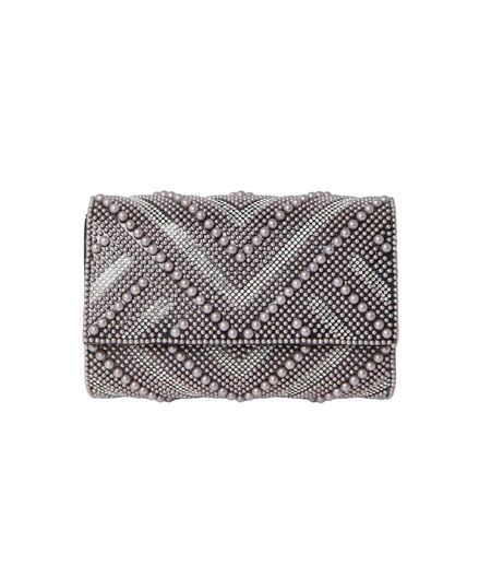 Womens/ladies tibby pearl & diamante flap closure clutch bag one size black Dorothy Perkins