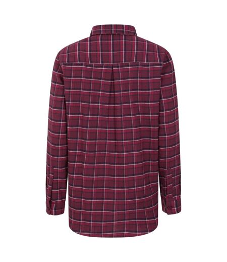 Womens/ladies Balsam Brushed Flannel Longline Shirt Burgundy Mountain Warehouse