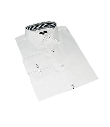Chemise vichy homme coton ajustée col italien blanche & noir