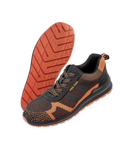 Unisex adults suede trim safety trainer black/orange Result Work-Guard