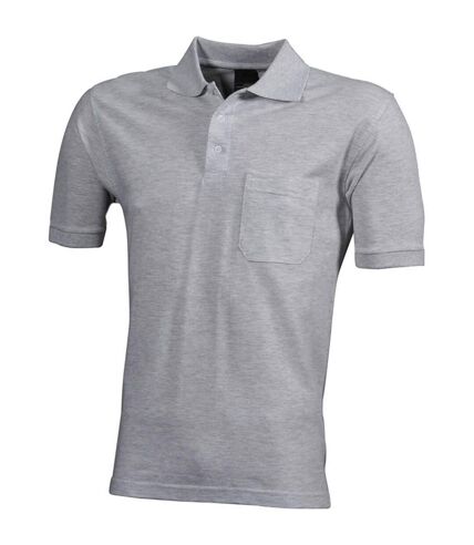 Polo manches courtes poche poitrine HOMME JN922 - gris chiné foncé