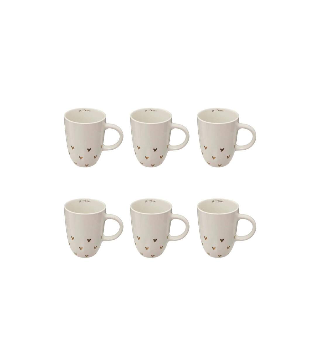 Lot de 6 Mugs Coeur The Floral 44cl Blanc-1
