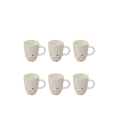 Lot de 6 Mugs Coeur The Floral 44cl Blanc