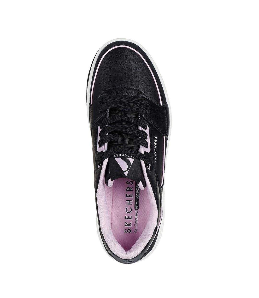 Womens/ladies Uno Court Leather Trainers Black Lilac Skechers-4