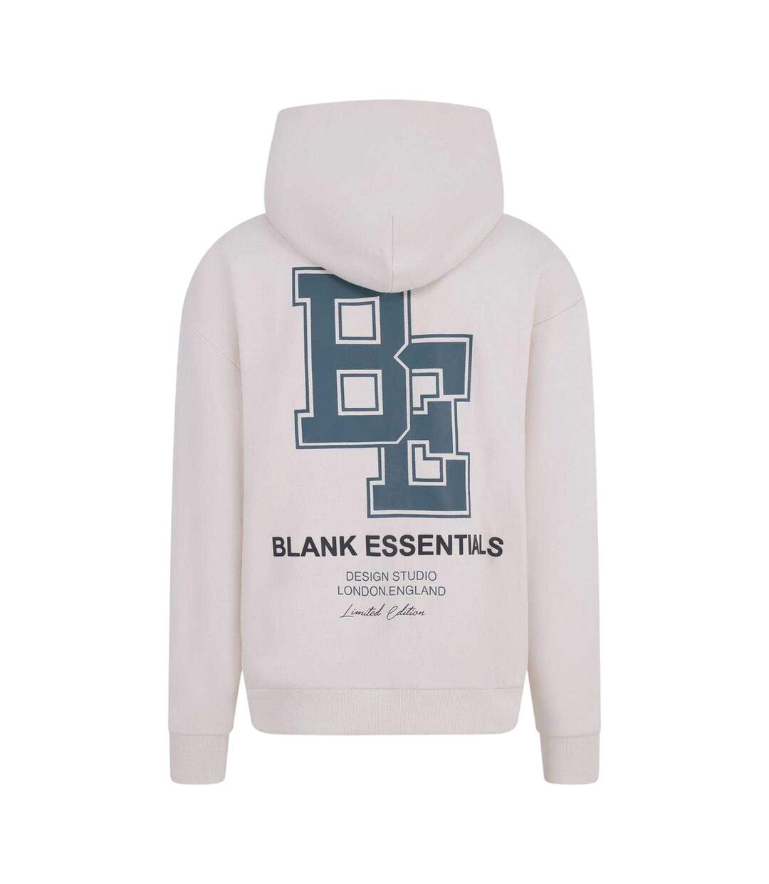 Mens Collegiate Full Zip Hoodie Bone Blank Essentials-2