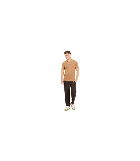 Mens Open Collar Short-sleeved Polo Shirt Light Tan Brave Soul