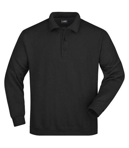 Sweat-shirt col polo - homme - JN041 - noir