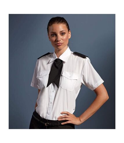 Premier Womens/Ladies Short Sleeve Pilot Blouse/Plain Work Shirt (White) - UTRW1096