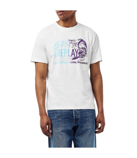 T-shirt Motif/style Vagues Homme Blanc Replay
