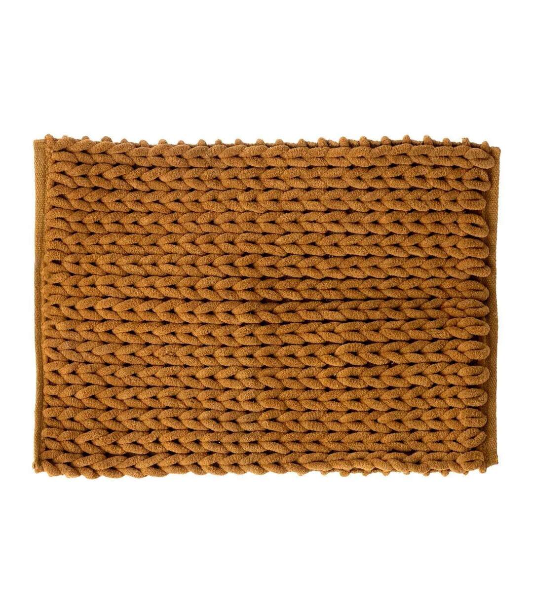 Tapis Salle de Bain Tissé Épais 50x75cm Marron Tabac-1
