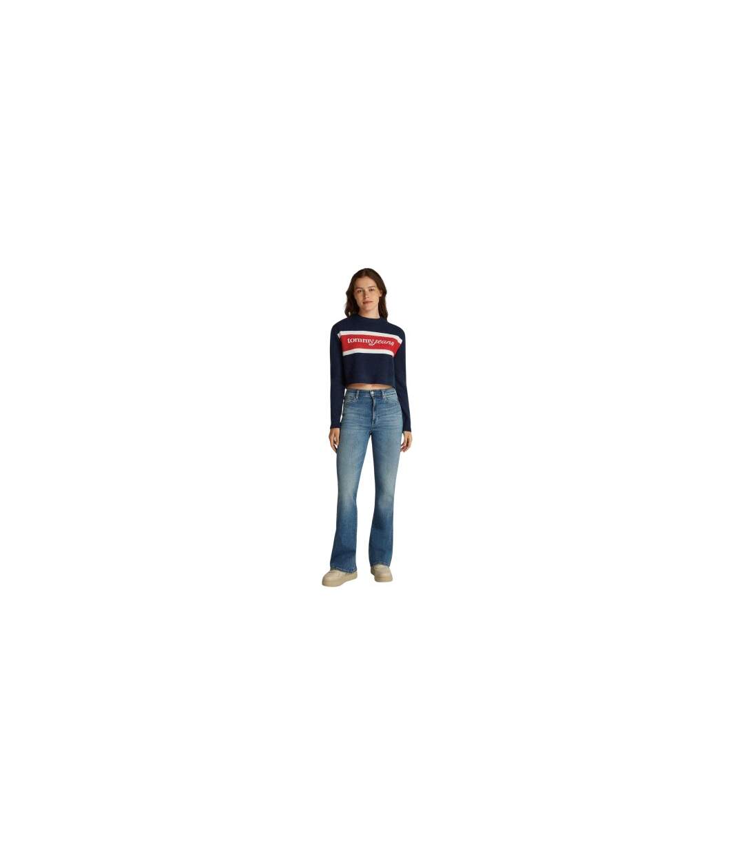 Sweat Motif/style Blocs De Couleurs Femme Bleu Marine Foncé Tommy Jeans-1