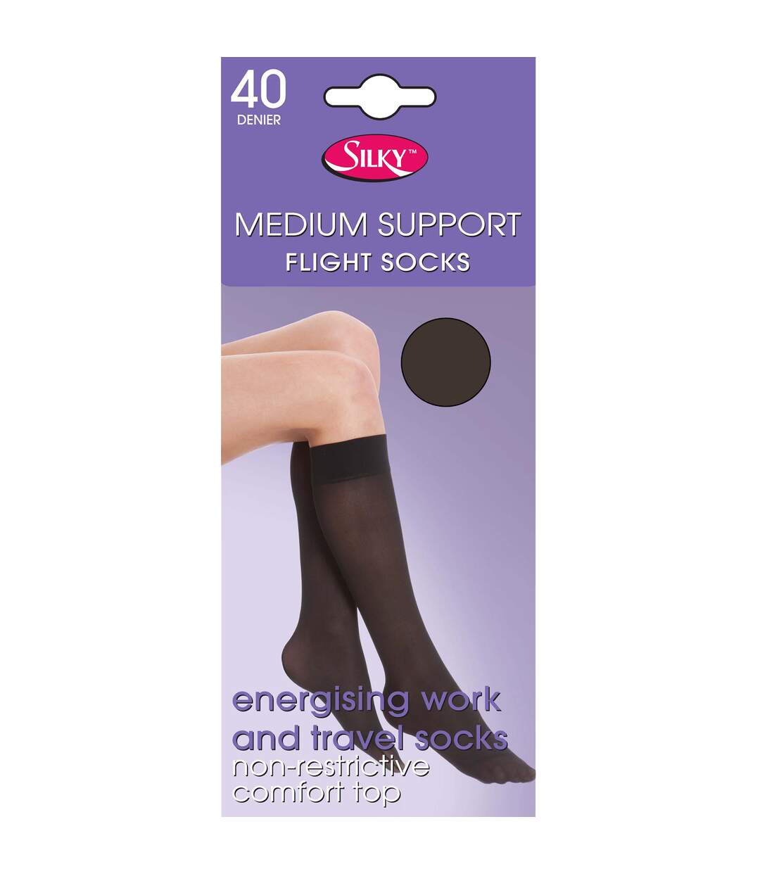 Bas de contention 1 paire femme marron foncé Silky-1