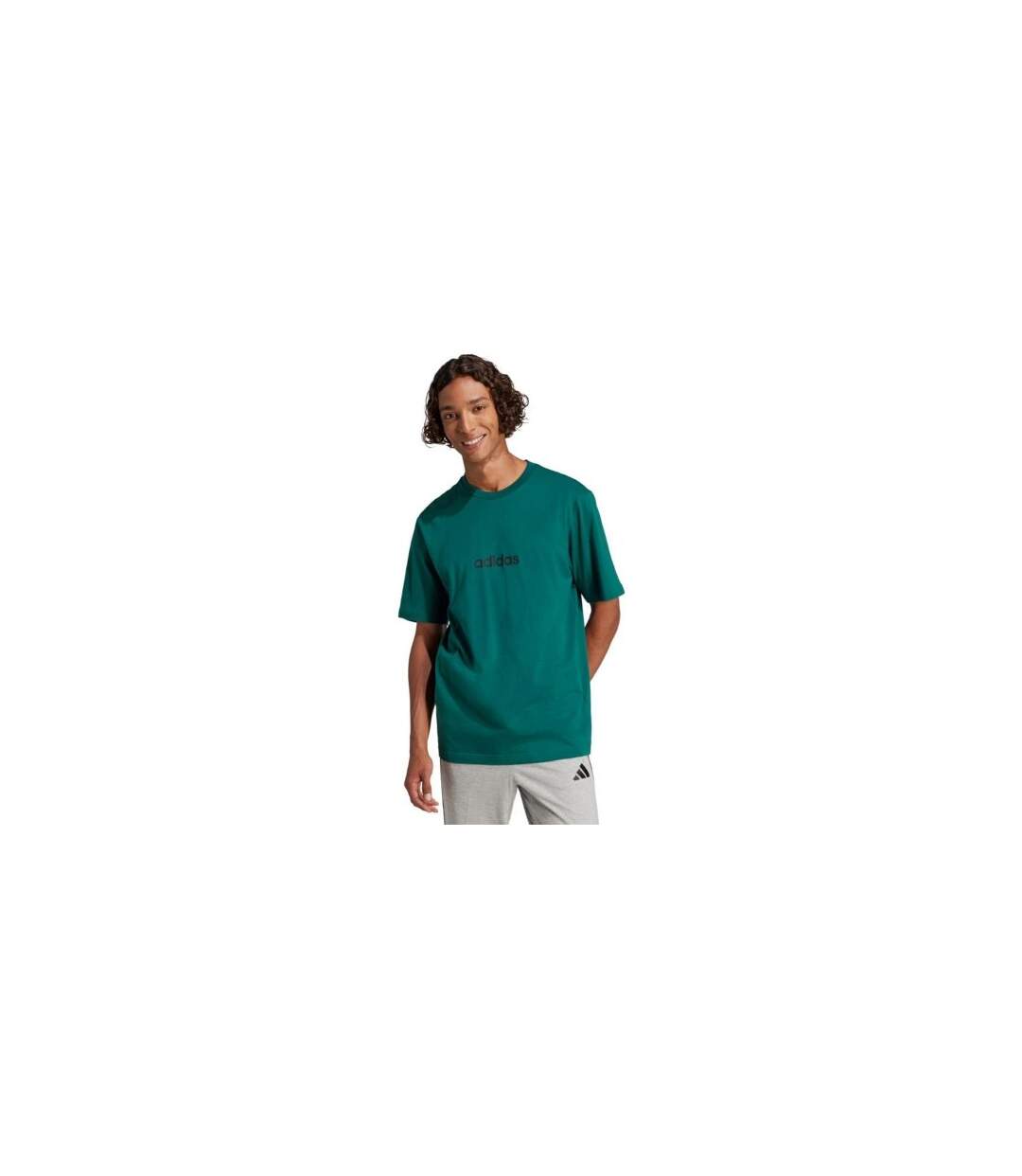 Mens Linear Single Jersey Logo T-shirt Dark Teal Adidas-1