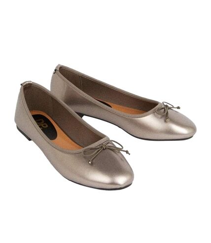 Womens/ladies phoebe bow flat ballet shoes silver Dorothy Perkins