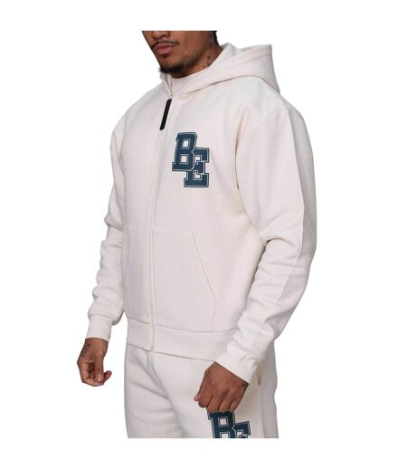 Mens Collegiate Full Zip Hoodie Bone Blank Essentials