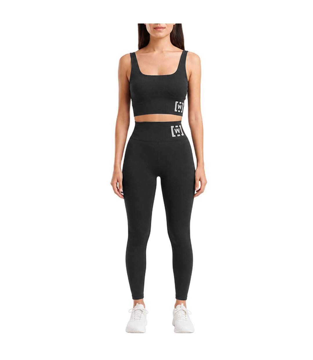 Womens/ladies Cropped Sports Bra Black Wolf-1