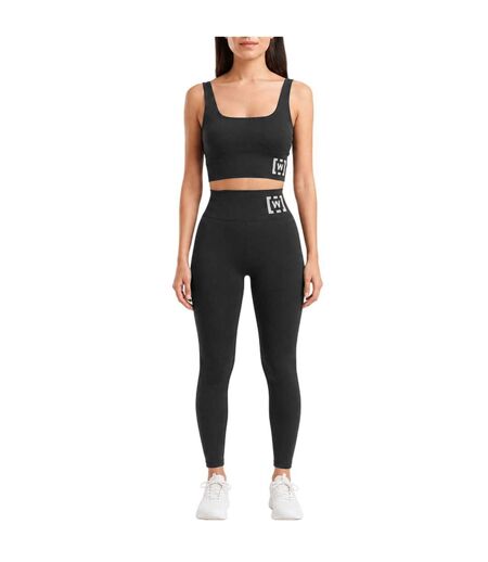 Womens/ladies Cropped Sports Bra Black Wolf