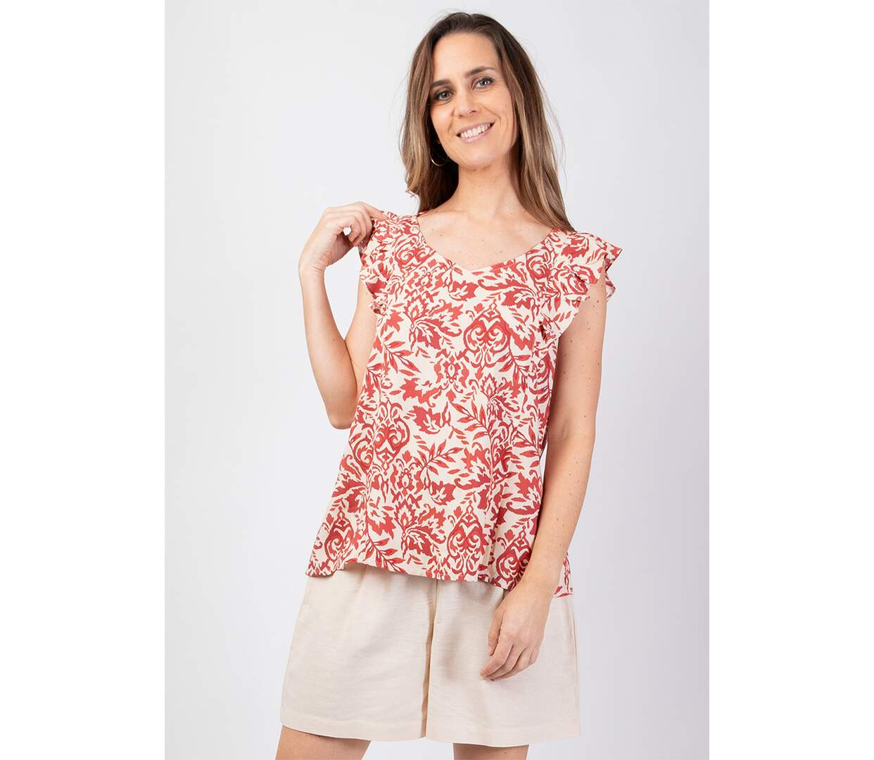 Top sans manches en viscose CHLOE motif ethnique harmonieux Coton Du Monde-2