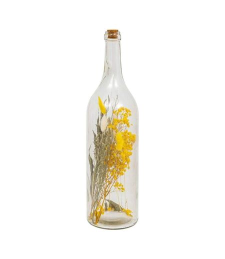 Bouteille Déco Fleurs Séchées 45cm Jaune