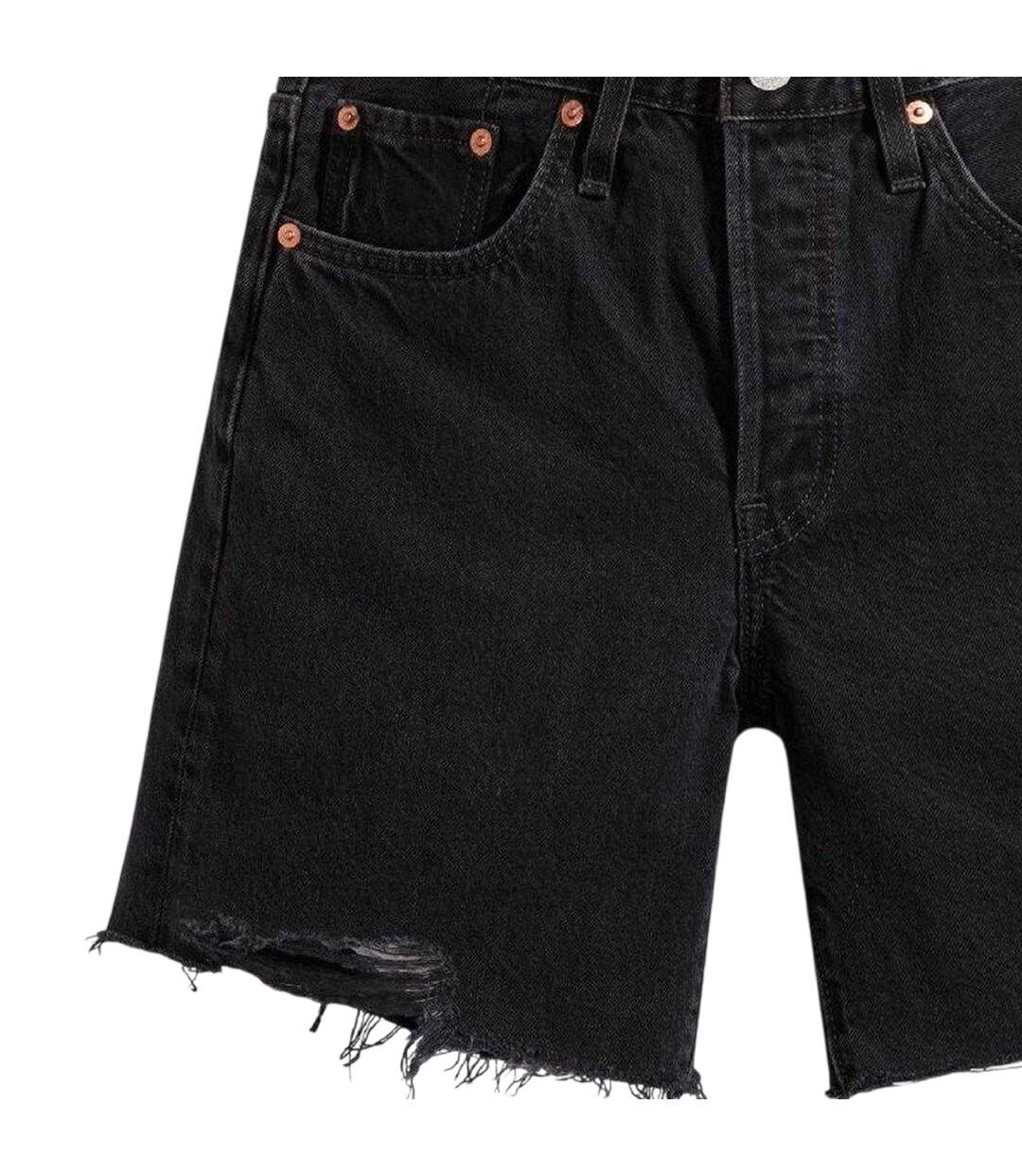 Womens/ladies 501 Mid Thigh Shorts Black Levis-3