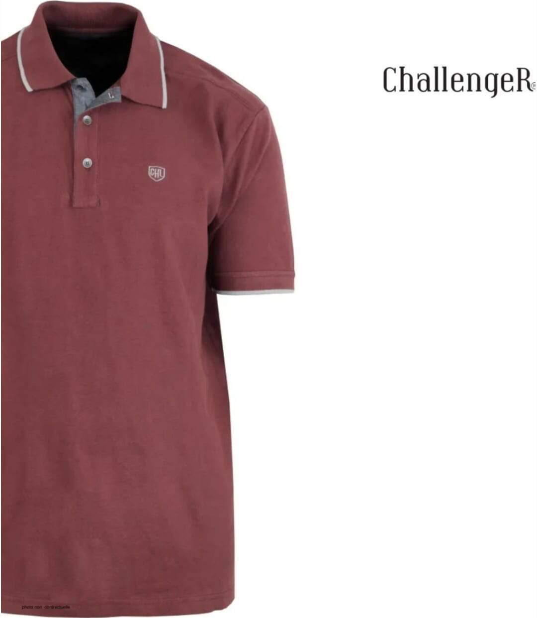 CHALLENGER C2101B : Polo homme en maille piquée bordeaux pour un style élégant et intemporel-4
