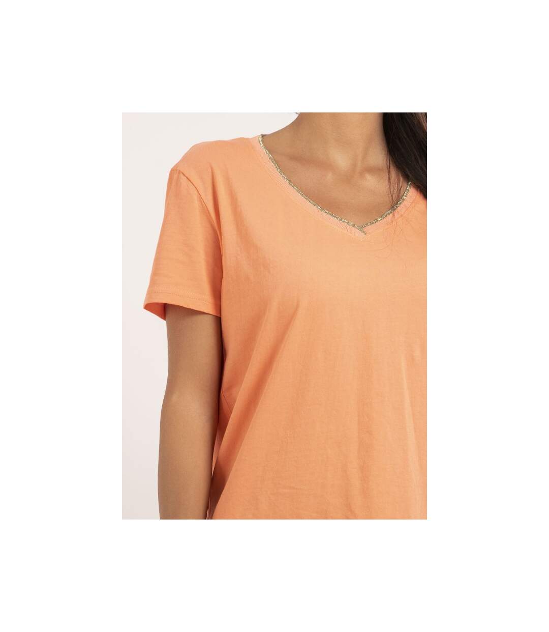 T-shirt col V pur coton FAMIA - Dona X Lisa-3