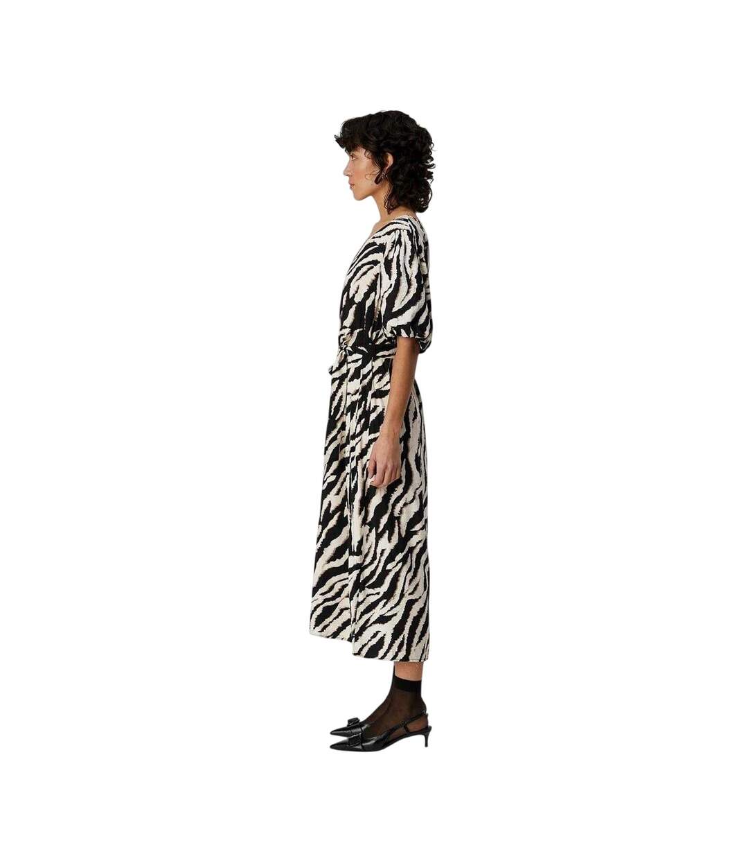 Robe Mi-longue Manches Bouffantes Jacira Femme Fossile Object-4
