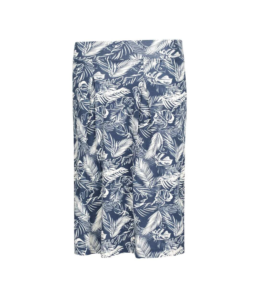 Womens/ladies Waterfront Tropical Leaves Jersey Midi Skirt Navy Mountain Warehouse-2