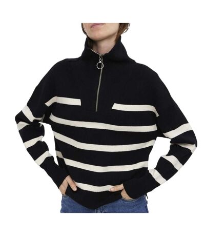 Pull noir/beige femme vero moda saba - l