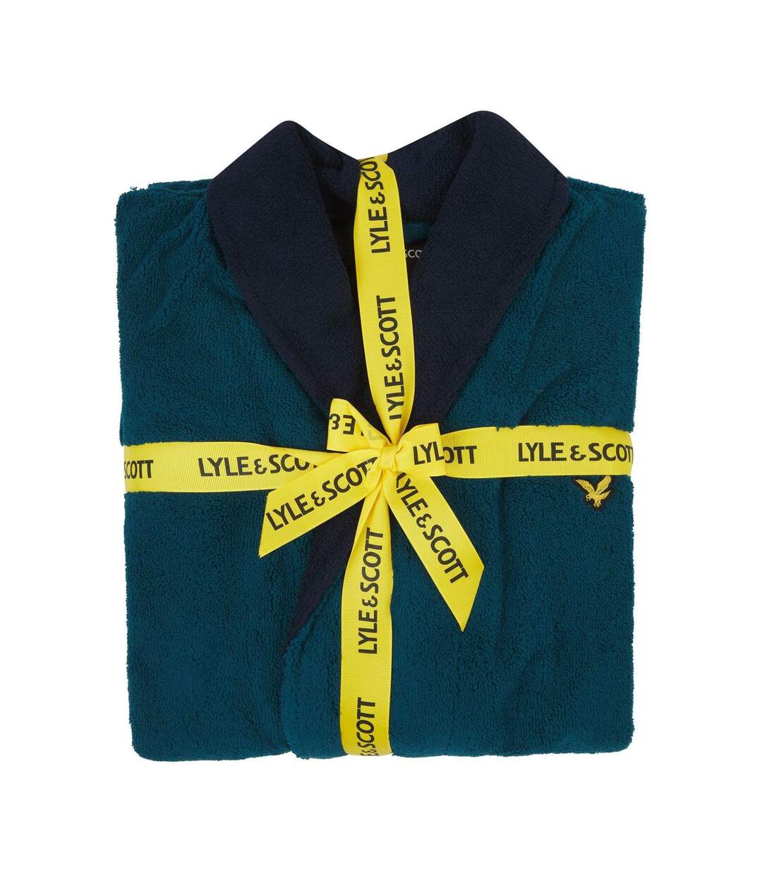 Mens Fleece Shawl Collar Long-sleeved Robe Blue Peacoat Lyle & Scott-3