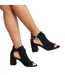 Womens/ladies Lisa Suede Open Toe Wide Block Heel Sandals Black Where´s That From-1