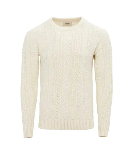 Mens Cable Knit Cotton Jumper Ecru Firetrap