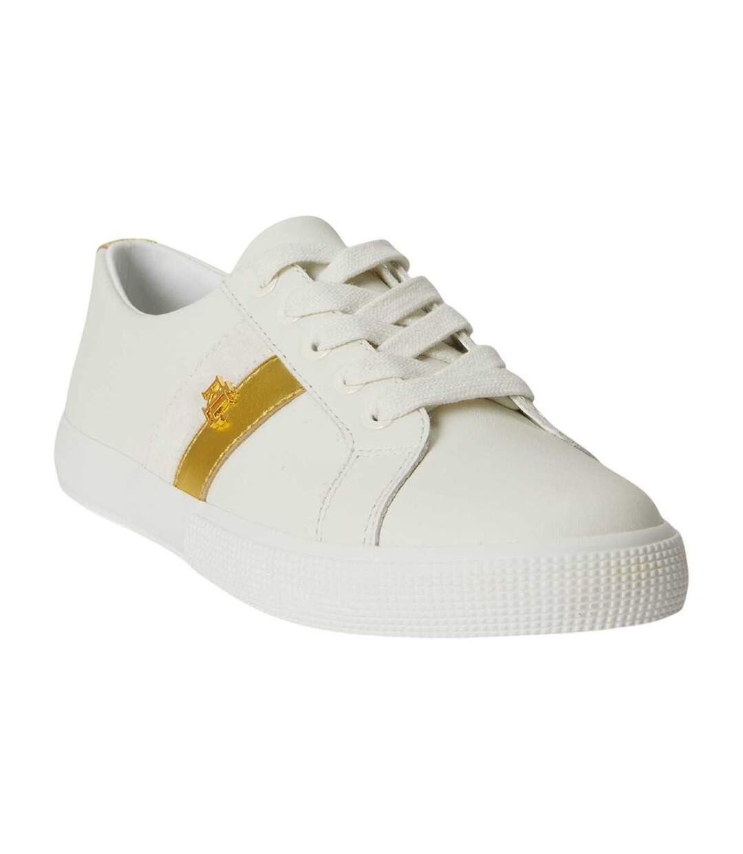 Baskets Janson Femme Blanc Jaune Or Ralph Lauren-3