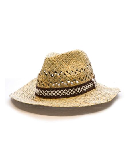 Chapeaux de paille mixte via lorenzo fedora naturel