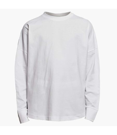Build Your Brand Mens Cut-On Oversized Long-Sleeved T-Shirt (White)