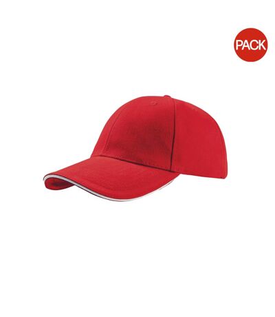 Atlantis Liberty Sandwich Heavy Brush Cotton 6 Panel Cap (Pack of 2) (Red) - UTAB433