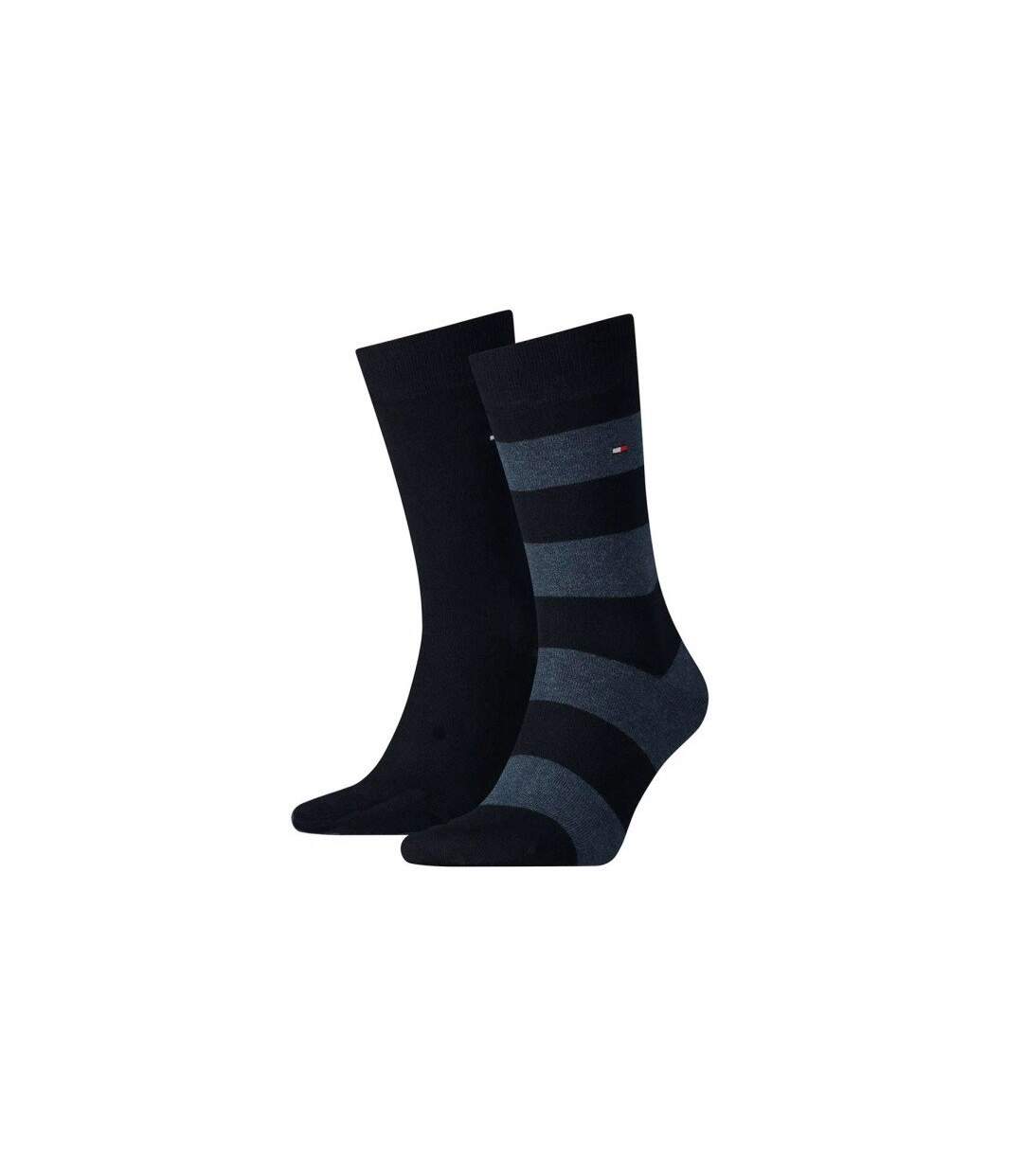 TOMMY HILFIGER Lot de 2 paires de Chaussettes Homme Coton RUGBY Noir Marine