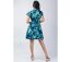 Robe courte légère cache-cœur MARIKA motif bleu turquoise Coton Du Monde-3