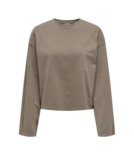 T-Shirt manches longues marron femme jdy washed