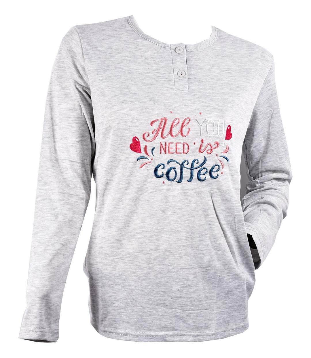 Pyjama Femme Long SWEET SECRET C1513 COFFEE TIME GRIS