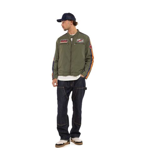 Veste zippée homme de moto en polyester avec patchs Oil Vondutch